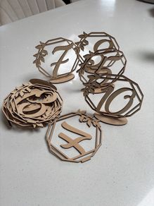 Table numbers, cut out from wood