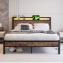 King Size Bed Frame with Charging Station and LED Lights Image 7