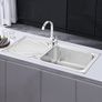 Kitchen Sink Stainless Steel Large Bowl Welding Style Inset Reversible Drainer & Strainer Waste Pipes Clips 1000 X 500 mm Image 7