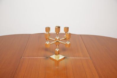 Vintage Brutalist Solid Brass 5-Arm Candelabra, 1970s.