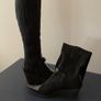 Black Boots Knee High Wedge Stretch Diamonte Detail Size 41 NEW Image 4