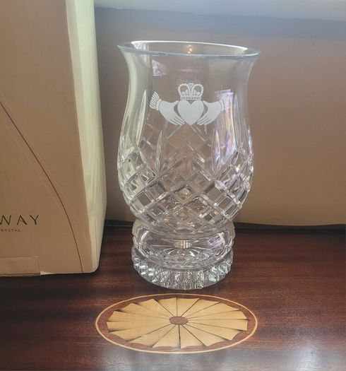 Galway Crystal Pillar Hurricane Candle Holder