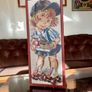 Vintage Wool Needlepoint Skater Girl Wall Art Framed Textile Decor Image 9