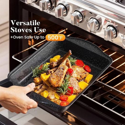 17pcs Induction Hob Pan Set, Black Granite Cookware Sets Pots and Pans Sets Non Stick, Nonstick Cookware and Bakeware, PFOA & PFOS Free