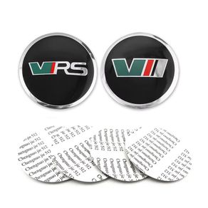 4Pcs 56mm Aluminium VRS Logo Car Wheel Centen Caps Sticker For Octavia 2 3 A7 Fabia MK1 VRS Sticker Accessories