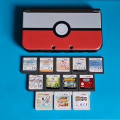New 3DS XL Metallic Black with Games & Case