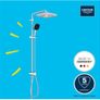GROHE Vitalio Comfort 250 Flex - Shower System with Diverter (Square 25cm Head Shower 2 Spray Rain & SmartRain Image 3