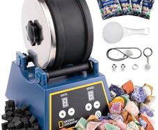 Rock Tumbler Kit - 1.36 kg Extra Large Capacity Barrel with 3-Speed Motor & 9-Day Timer, Includes Rocks for Tumbling & Rock Polishe
