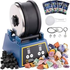 Rock Tumbler Kit - 1.36 kg Extra Large Capacity Barrel with 3-Speed Motor & 9-Day Timer, Includes Rocks for Tumbling & Rock Polishe