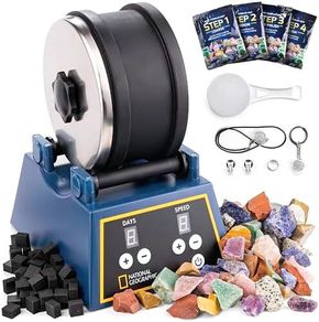 Rock Tumbler Kit - 1.36 kg Extra Large Capacity Barrel with 3-Speed Motor & 9-Day Timer, Includes Rocks for Tumbling & Rock Polishe