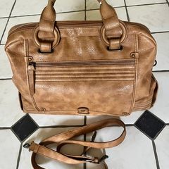 A-WEAR BAG OVERNIGHT WEEKEND Camel beige Stylish Faux Leather bag. Brass hardware In Very Good Condition