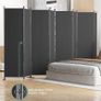 8-Panel 6 ft Tall Indoor Folding Room Divider, Portable Privacy Screen, Freestanding Partition Separator, Temporary Wall Separation for Bedroom, Office, 160" W X 71" H, Dark Grey Image 5