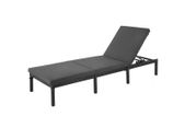 Poly Rattan Lounger Black with cushion