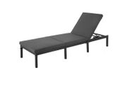Poly Rattan Lounger Black with cushion