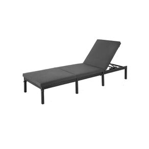 Poly Rattan Lounger Black with cushion