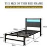 3ft Single Size Bed Frame with LED Lights Storage Upholstered Headboard and Charging Station Image 8