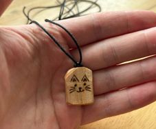 Wood burnt Pendant Cat Design - Accepting Requests