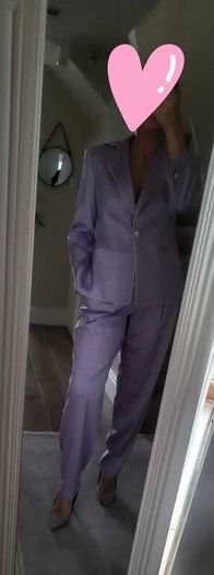 ESCADA Mauve Wool Mix Trouser Suit Sz 40 (Fit 12UK)