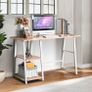 White Minimalistic Office Desk With Shelving Image 4