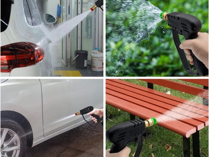 4000PSI High Pressure Washer Gun with 5 Water nozzle Tip, Cleaner Gun Car Wash Water Gun for Car Cleaning (M22 14MM Hose Connector & Karcher Quick connector)