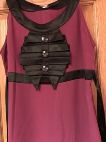 Purple dress Size 16 with black satin detail