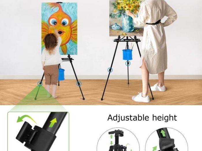 Easel Stand Art Easel for Adults Artists Easel for Painting & Displaying, 50 to 152cm Adjustable Easel, Aluminum Tripod with Portable Bag/Folding Keg/Apron (FREE POSTAGE)