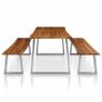 3 Piece Dining Set Solid Acacia Wood Brown Image 3