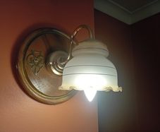 Vintage Brass Wall Light with Glass Shade