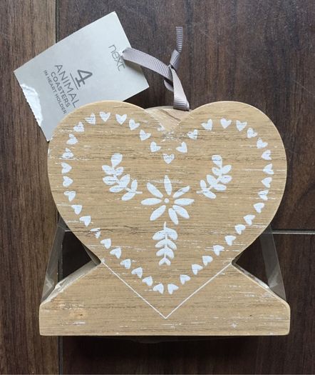 Brand New Next Coasters In Heart Shaped Holder - 4 Coaster - Lovely Gift!