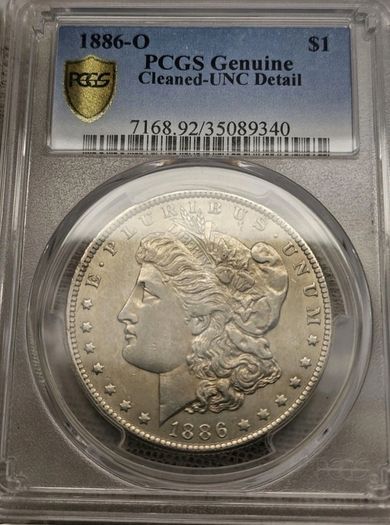 USA United States 1886 O Silver Morgan Dollar PCGS Cleaned Uncirculated Details Semi Key Date