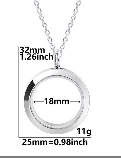 Silver tone floating locket pendant