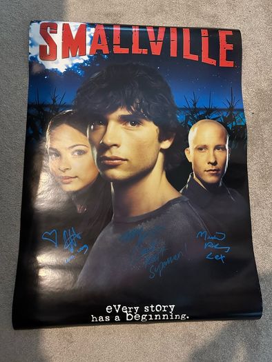 Signed Smallville Poster by Tom Welling, Kristin Kruek and Michael Rosenbaum