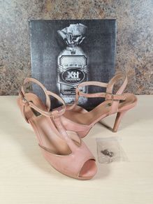 XTI Tentations Ladies high heels stilettos nude Size 40 UK 7 open peep toe ankle strap shoes