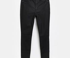 Black Molly Coated Mid Rise Skinny Jeans - January Clearance