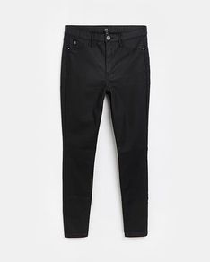 Black Molly Coated Mid Rise Skinny Jeans - January Clearance