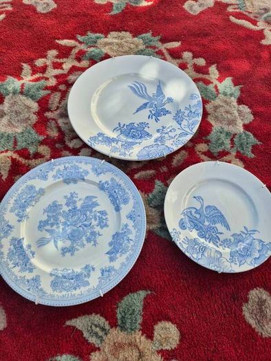 Vintage Burleigh Blue Asiatic Pheasants Plates (Set of 3)