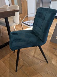4 Teal velvet kitchen chairs