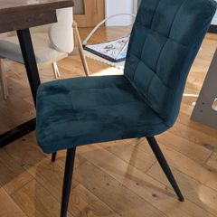 4 Teal velvet kitchen chairs