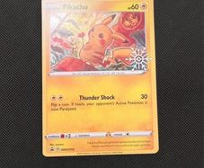 Three Pokemon Cards Snowflake Stamp Promo Set Pikachu SWSH153 Lapras 048 Delibird 032 NM