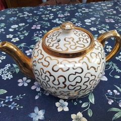 Vintage Sudlow's Cream/ Gold Teapot