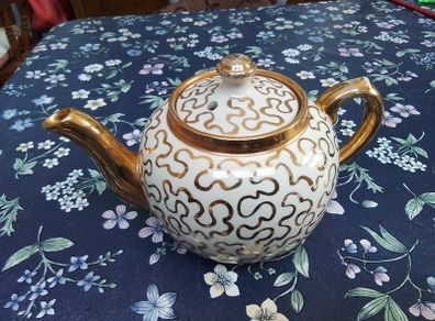 Vintage Sudlow's Cream/ Gold Teapot