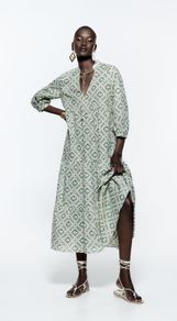 Zara cotton summer dress, green tones