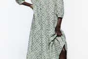 Zara cotton summer dress, green tones