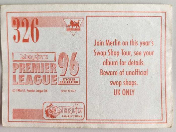 '96 Premier League - Merlin stickers