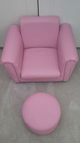 Toddler pink armchair and footstool