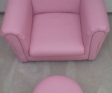 Toddler pink armchair and footstool