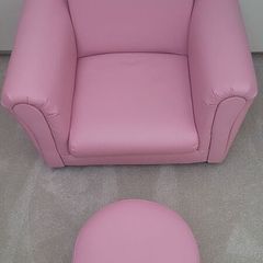 Toddler pink armchair and footstool