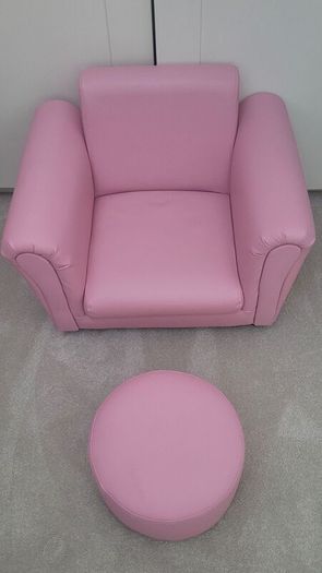 Toddler pink armchair and footstool