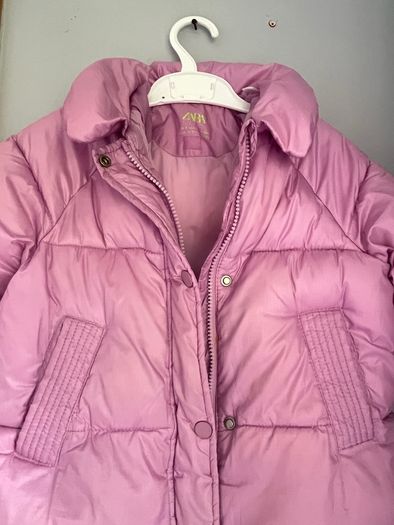 Zara girls pink, water-repellent kids' puffer jacket Age 4 EUC