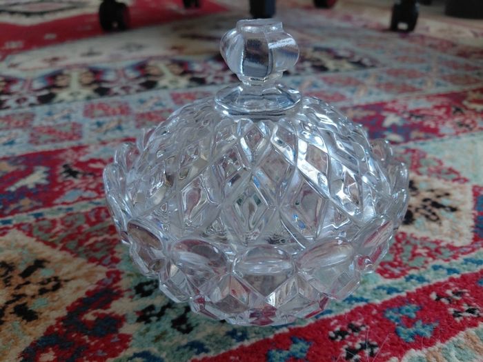 Antique French Baccarat glass bowl with lid